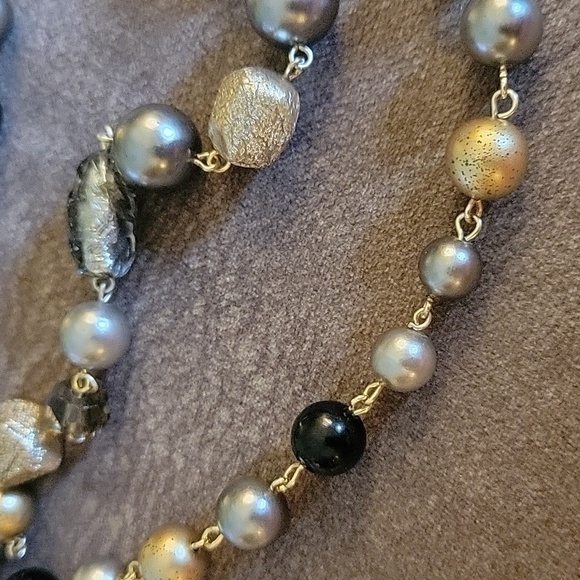 HANDMADE Silver Foil Glass Beaded Chain Necklace - Picture 4 of 6